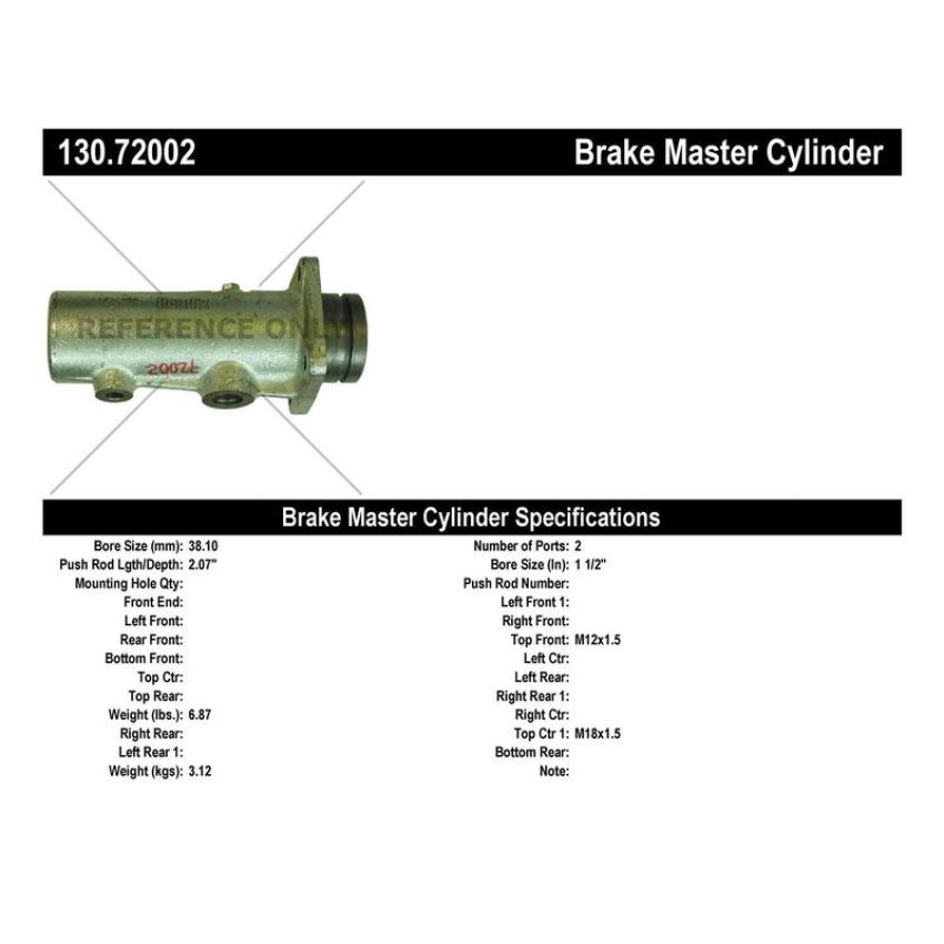 CENTRIC PARTS 130.72002 Centric Premium Brake Master Cylinder