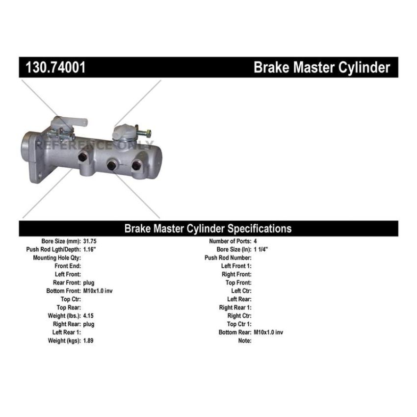 CENTRIC PARTS 130.74001 Centric Premium Brake Master Cylinder