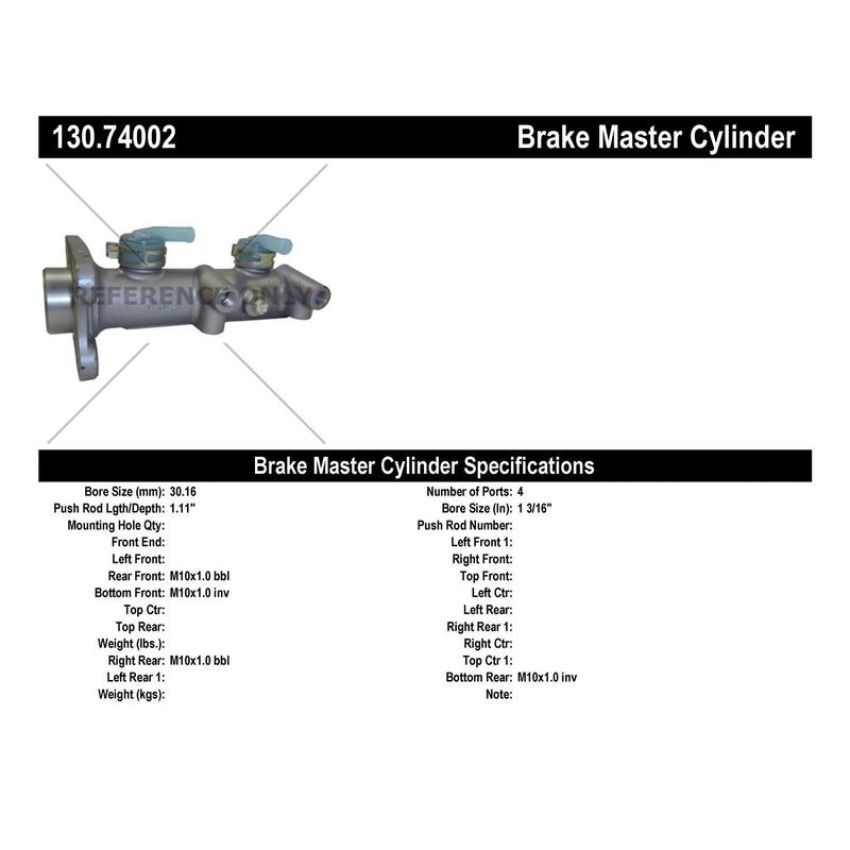 CENTRIC PARTS 130.74002 Centric Premium Brake Master Cylinder