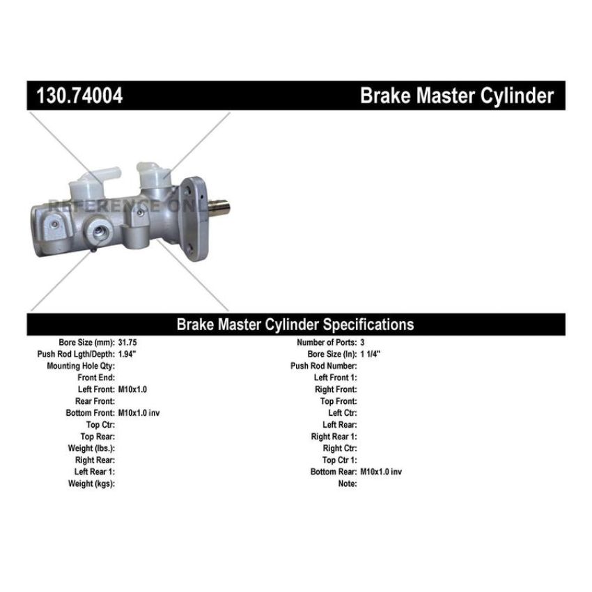 CENTRIC PARTS 130.74004 Centric Premium Brake Master Cylinder