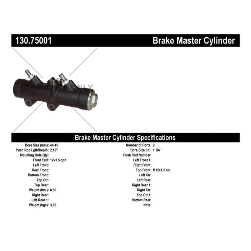 CENTRIC PARTS 130.75001 Centric Premium Brake Master Cylinder