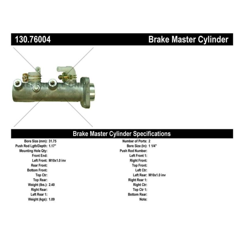 CENTRIC PARTS 130.76004 Centric Premium Brake Master Cylinder