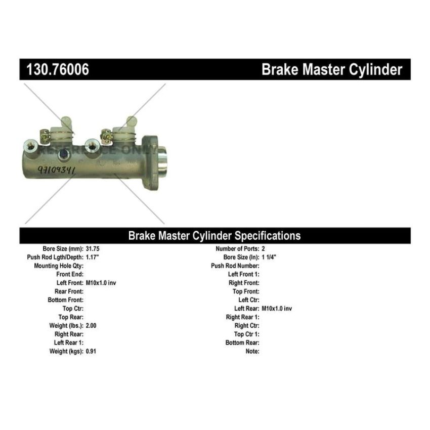 CENTRIC PARTS 130.76006 Centric Premium Brake Master Cylinder
