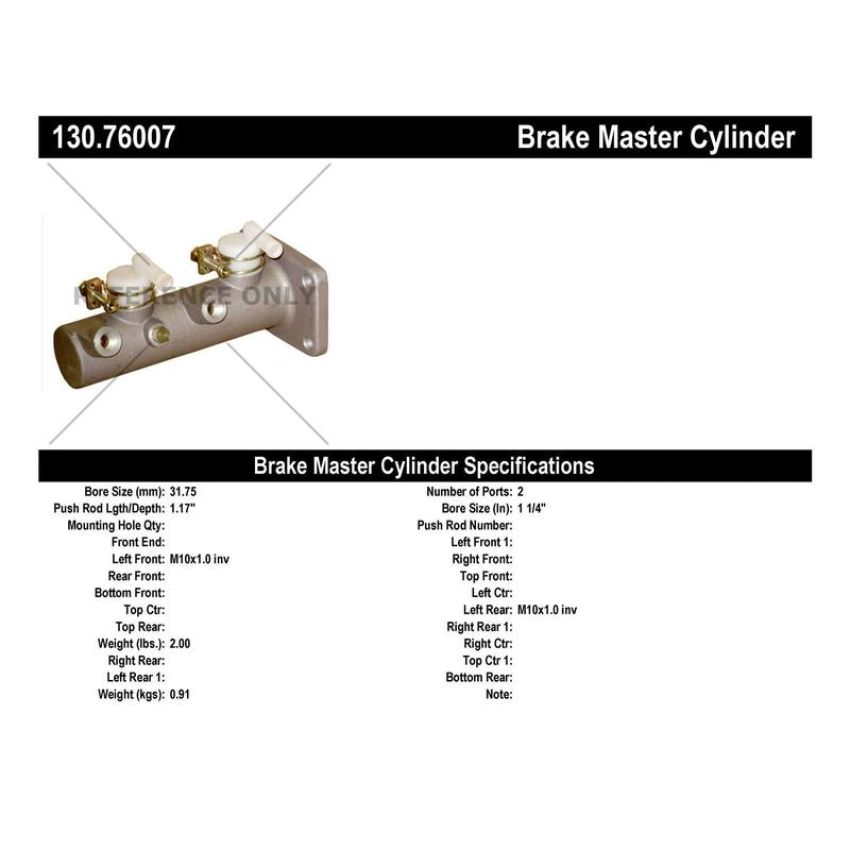 CENTRIC PARTS 130.76007 Centric Premium Brake Master Cylinder