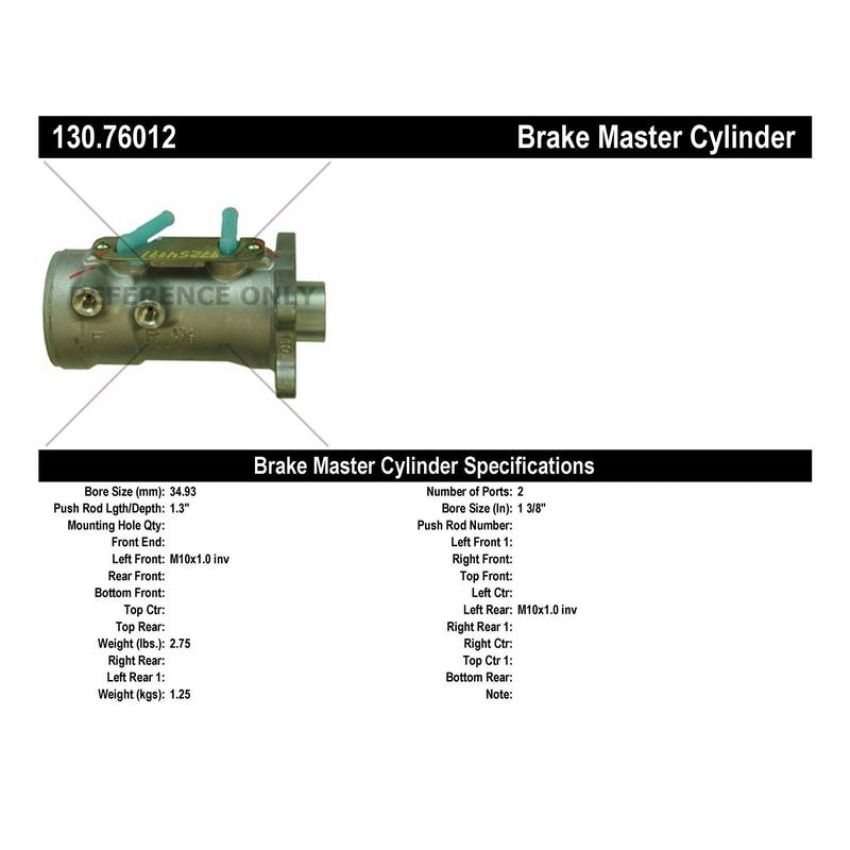 CENTRIC PARTS 130.76012 Centric Premium Brake Master Cylinder