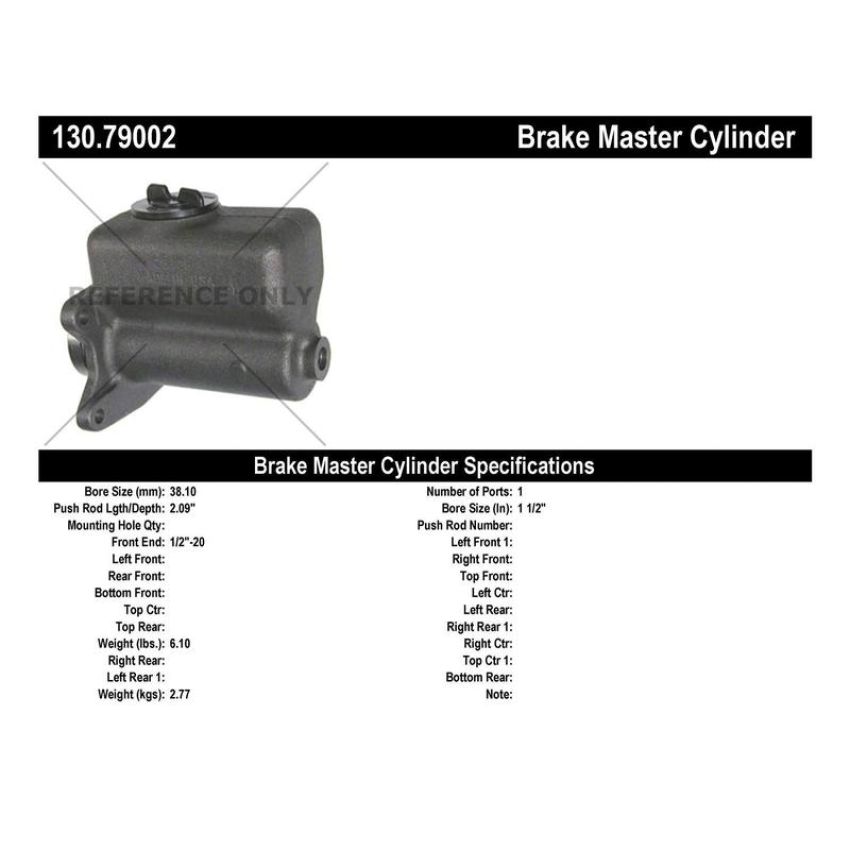 CENTRIC PARTS 130.79002 Centric Premium Brake Master Cylinder