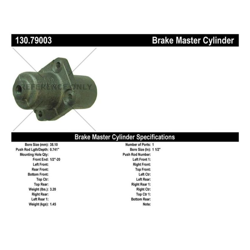 CENTRIC PARTS 130.79003 Centric Premium Brake Master Cylinder