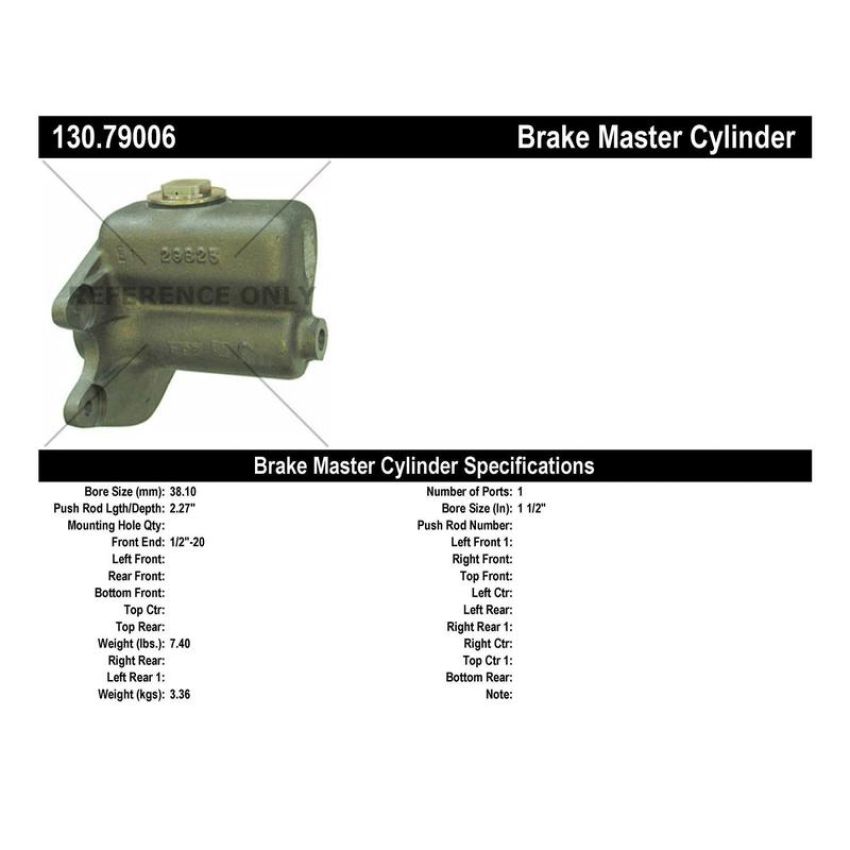 CENTRIC PARTS 130.79006 Centric Premium Brake Master Cylinder