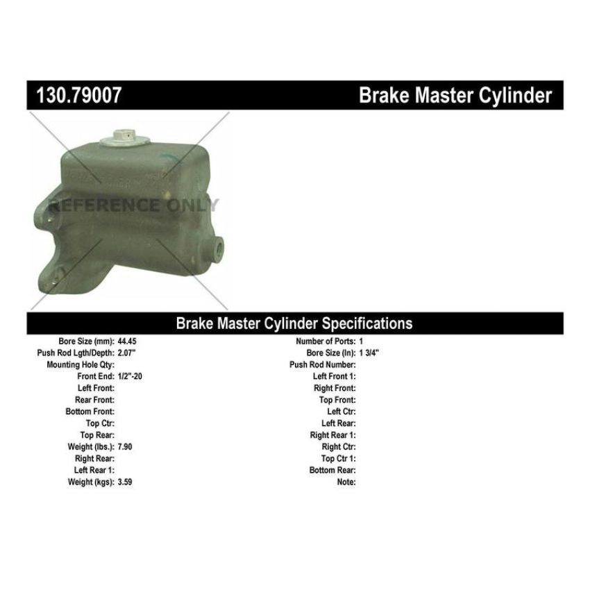 CENTRIC PARTS 130.79007 Centric Premium Brake Master Cylinder