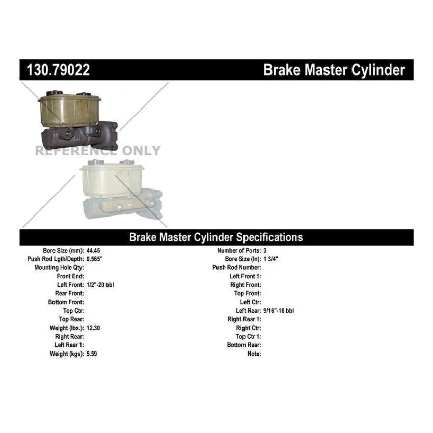 CENTRIC PARTS 130.79022 Centric Premium Brake Master Cylinder