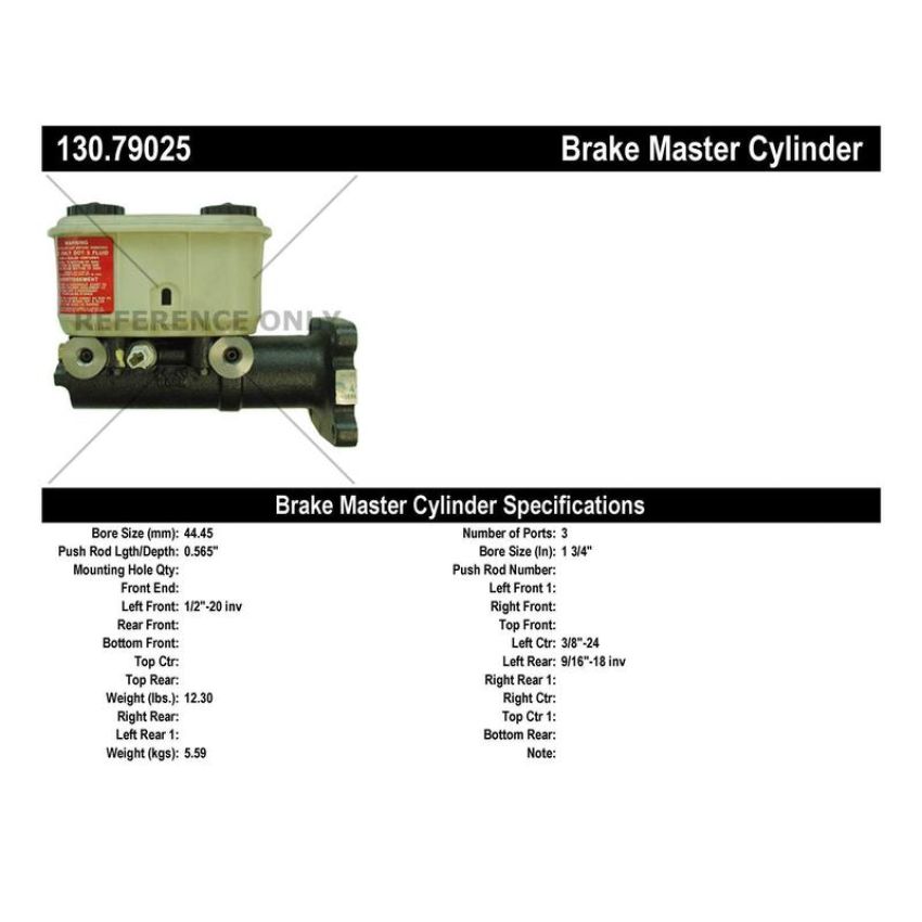 CENTRIC PARTS 130.79025 Centric Premium Brake Master Cylinder