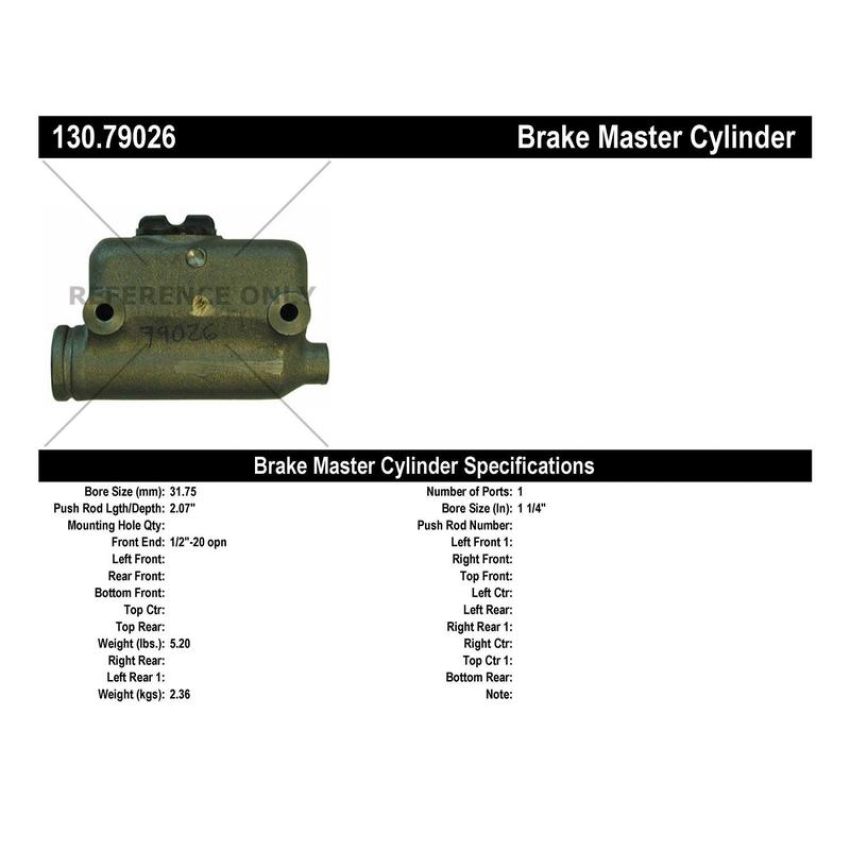 CENTRIC PARTS 130.79026 Centric Premium Brake Master Cylinder