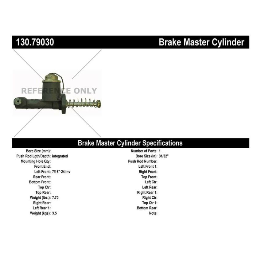 CENTRIC PARTS 130.79030 Centric Premium Brake Master Cylinder