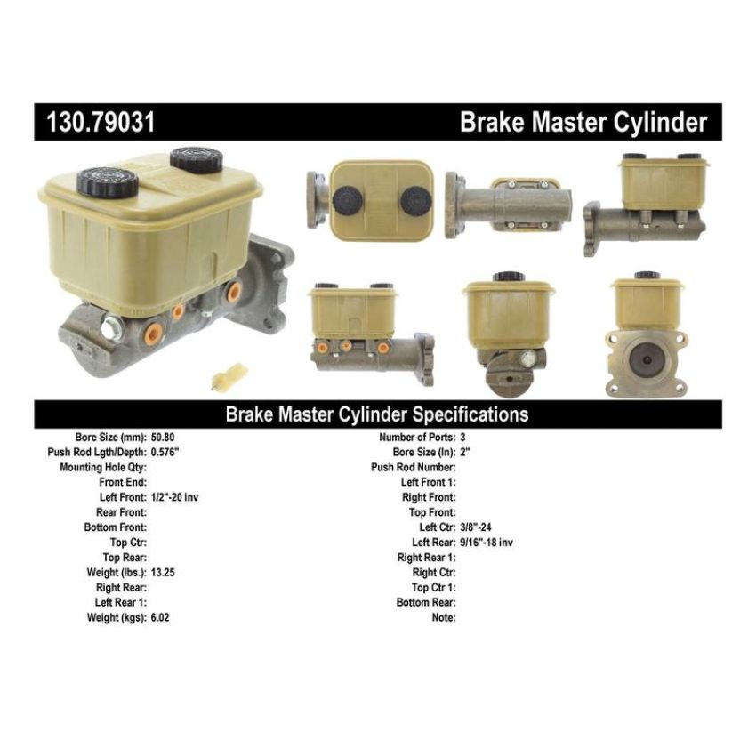 CENTRIC PARTS 130.79031 Centric Premium Brake Master Cylinder
