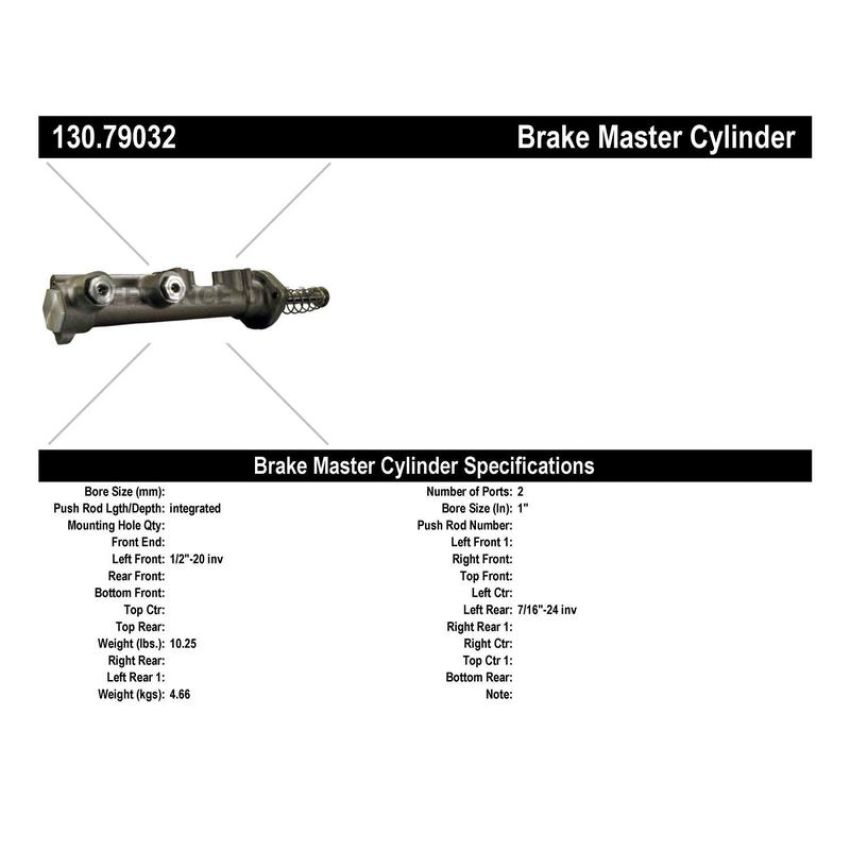CENTRIC PARTS 130.79032 Centric Premium Brake Master Cylinder