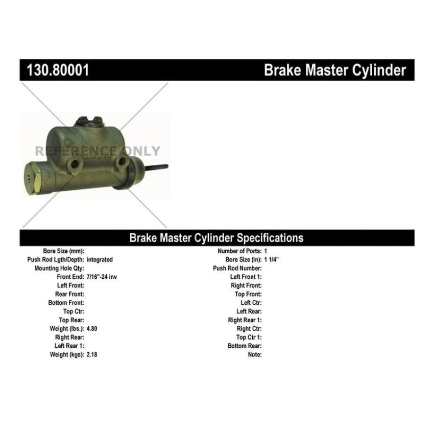 CENTRIC PARTS 130.80001 Centric Premium Brake Master Cylinder
