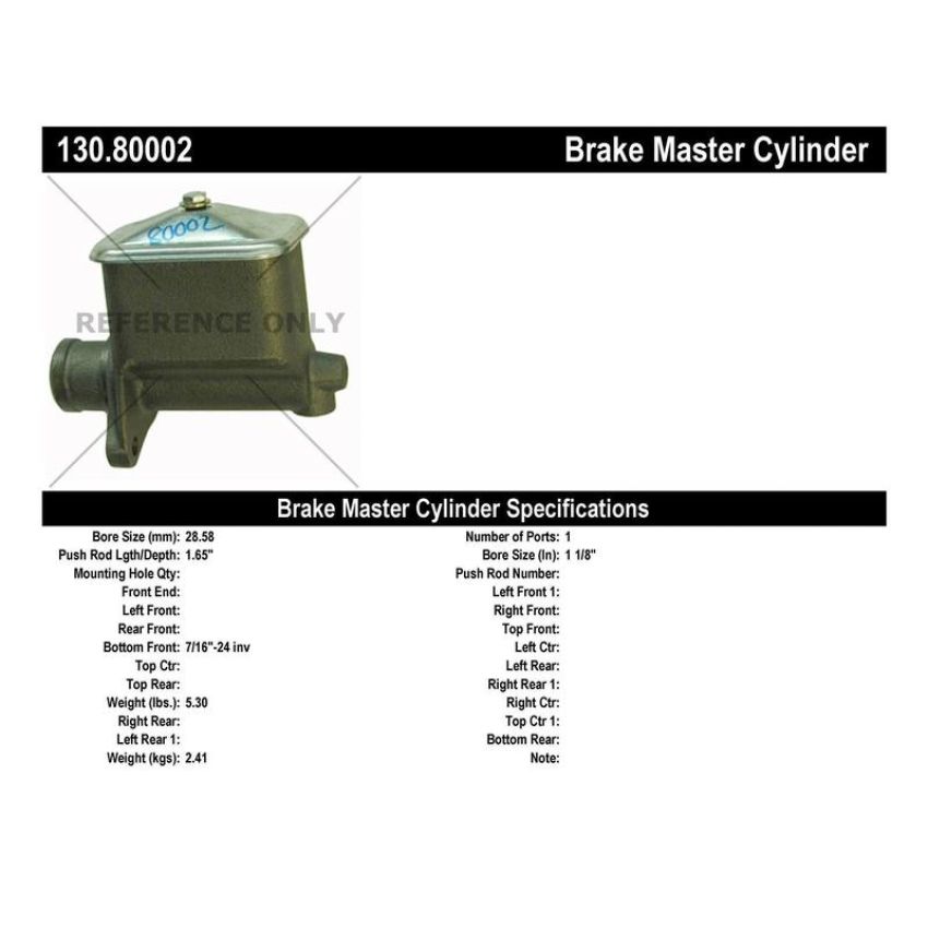 CENTRIC PARTS 130.80002 Centric Premium Brake Master Cylinder