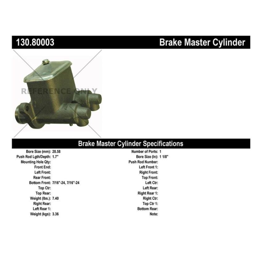 CENTRIC PARTS 130.80003 Centric Premium Brake Master Cylinder