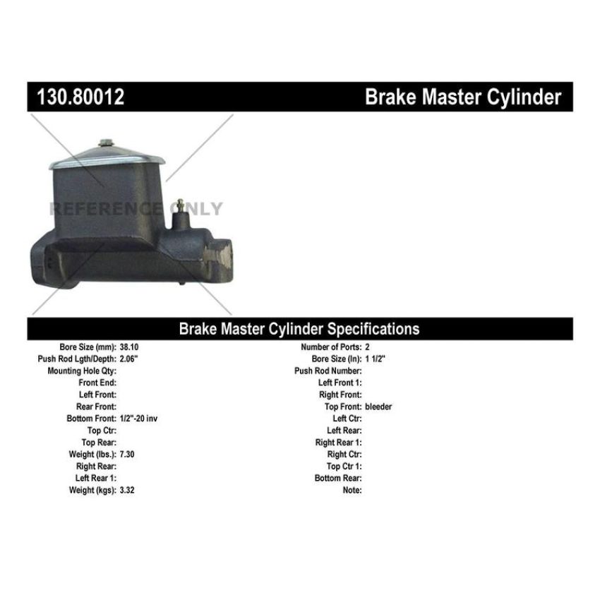 CENTRIC PARTS 130.80012 Centric Premium Brake Master Cylinder