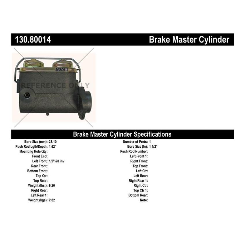 CENTRIC PARTS 130.80014 Centric Premium Brake Master Cylinder
