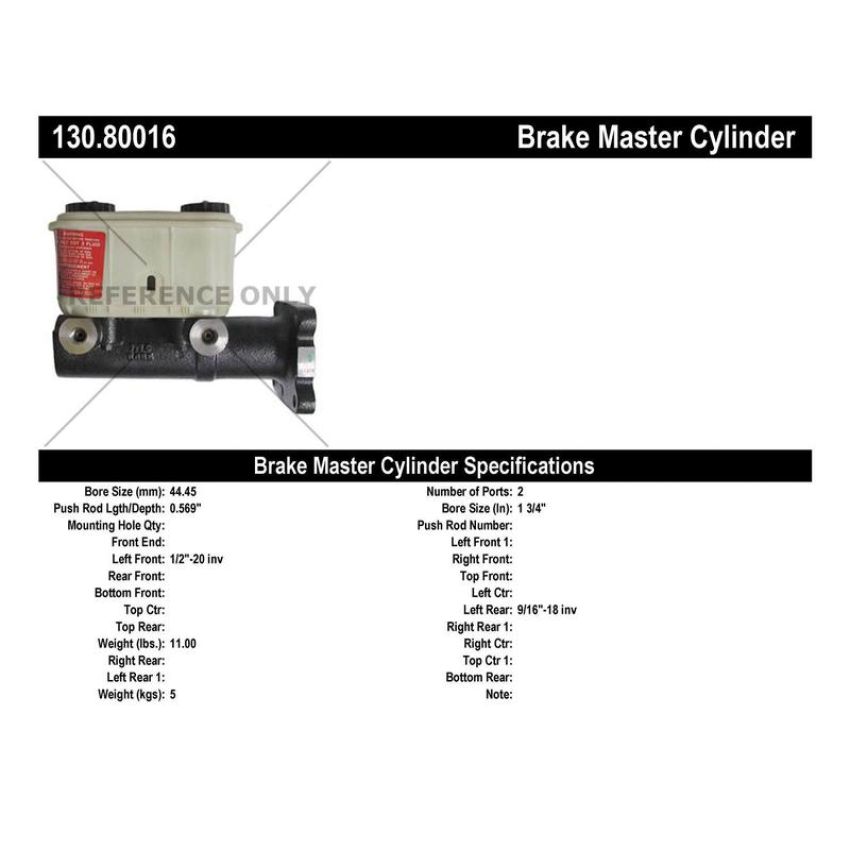 CENTRIC PARTS 130.80016 Centric Premium Brake Master Cylinder
