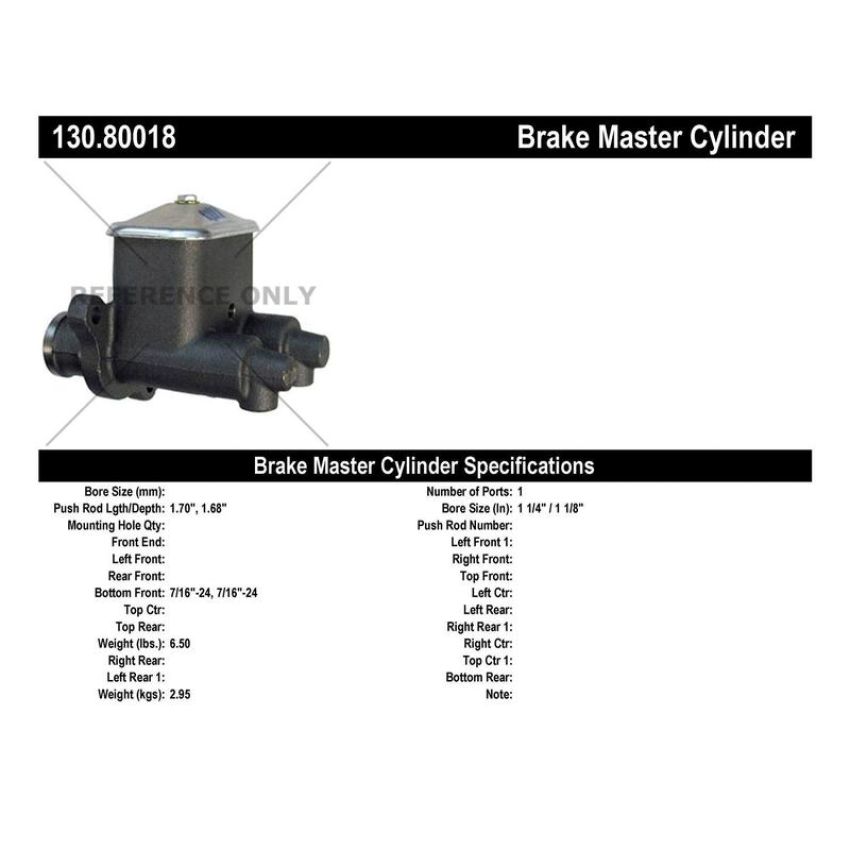 CENTRIC PARTS 130.80018 Centric Premium Brake Master Cylinder
