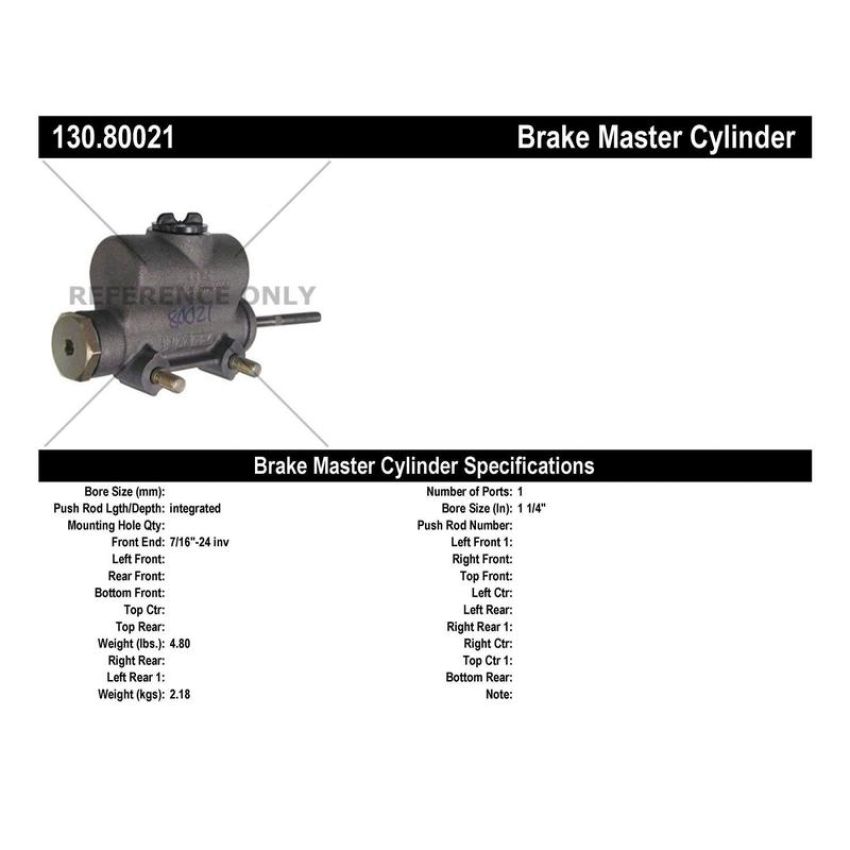 CENTRIC PARTS 130.80021 Centric Premium Brake Master Cylinder