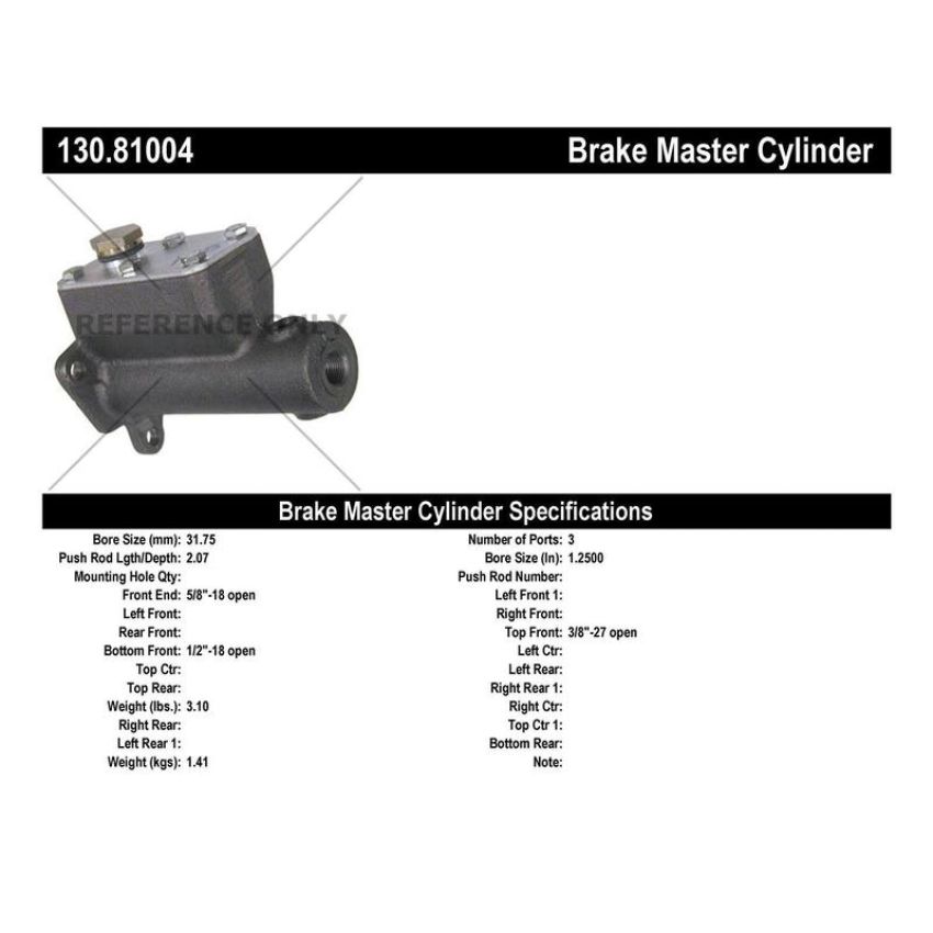 CENTRIC PARTS 130.81004 Centric Premium Brake Master Cylinder