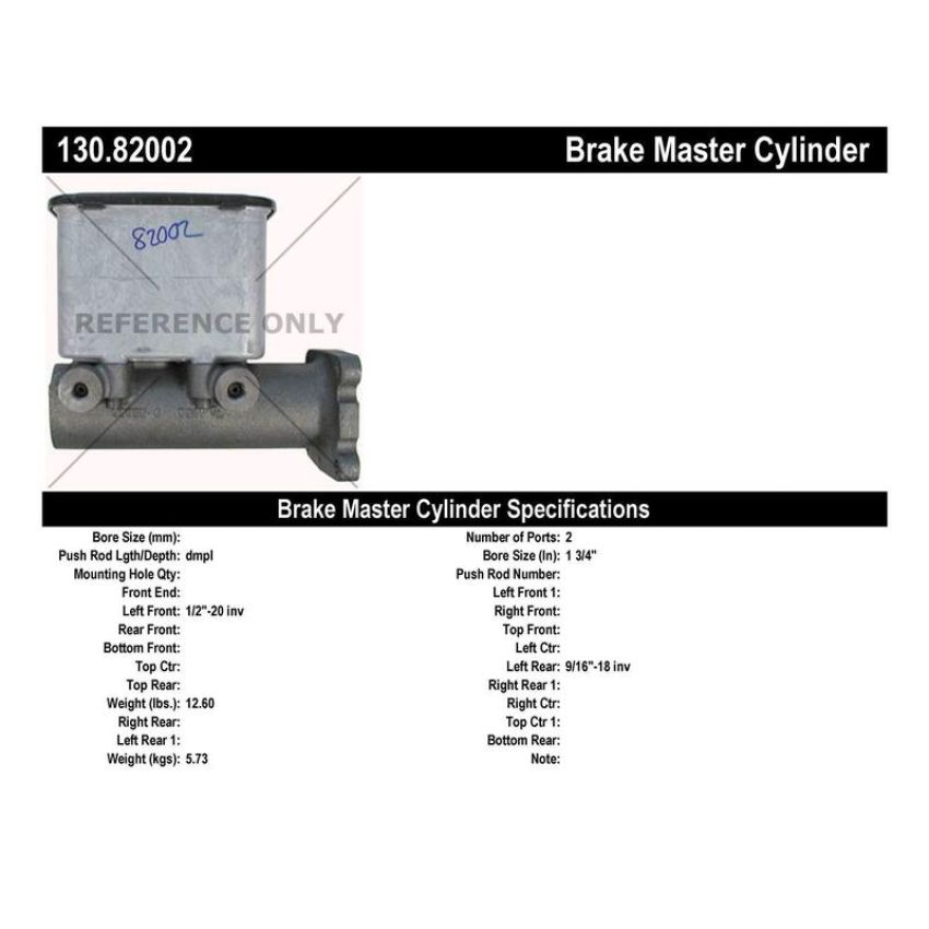 CENTRIC PARTS 130.82002 Centric Premium Brake Master Cylinder