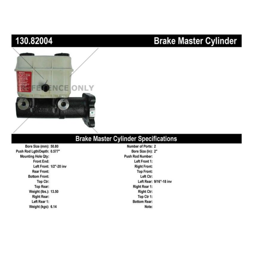 CENTRIC PARTS 130.82004 Centric Premium Brake Master Cylinder
