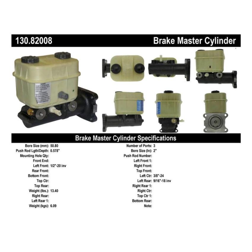 CENTRIC PARTS 130.82008 Centric Premium Brake Master Cylinder