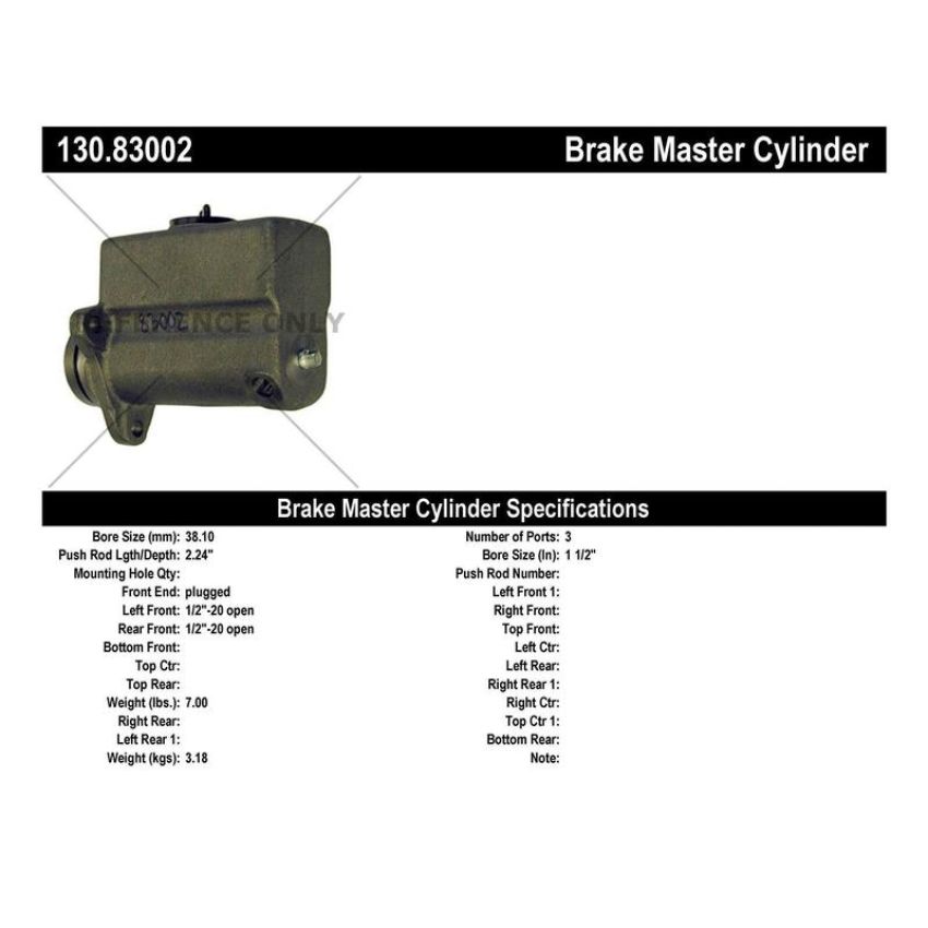 CENTRIC PARTS 130.83002 Centric Premium Brake Master Cylinder