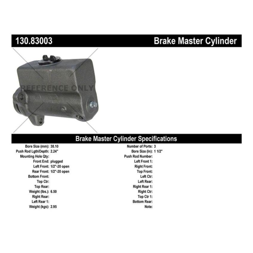CENTRIC PARTS 130.83003 Centric Premium Brake Master Cylinder