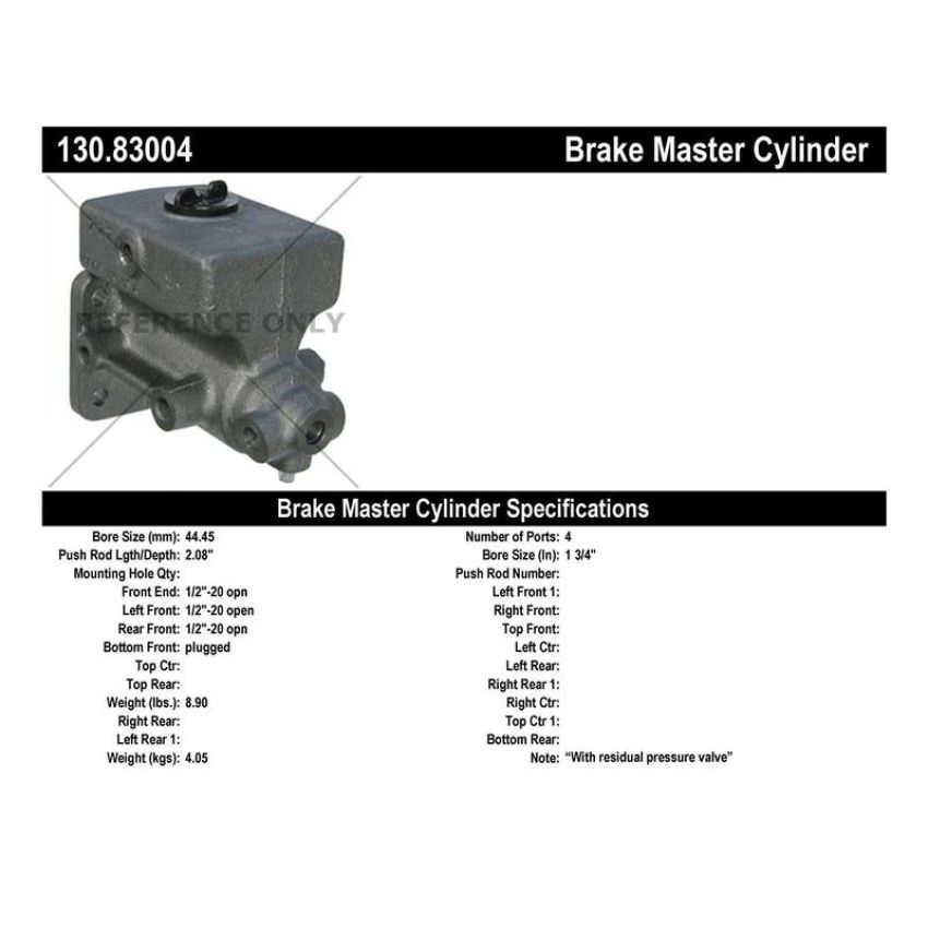CENTRIC PARTS 130.83004 Centric Premium Brake Master Cylinder