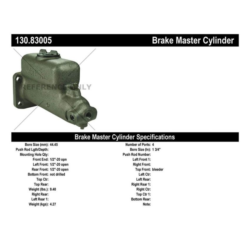 CENTRIC PARTS 130.83005 Centric Premium Brake Master Cylinder