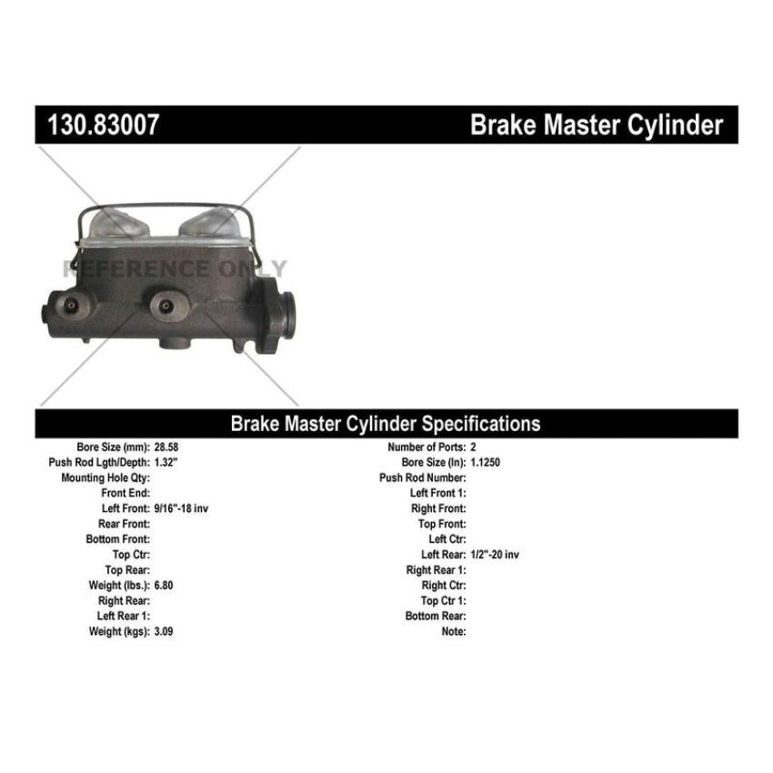 CENTRIC PARTS 130.83007 Centric Premium Brake Master Cylinder