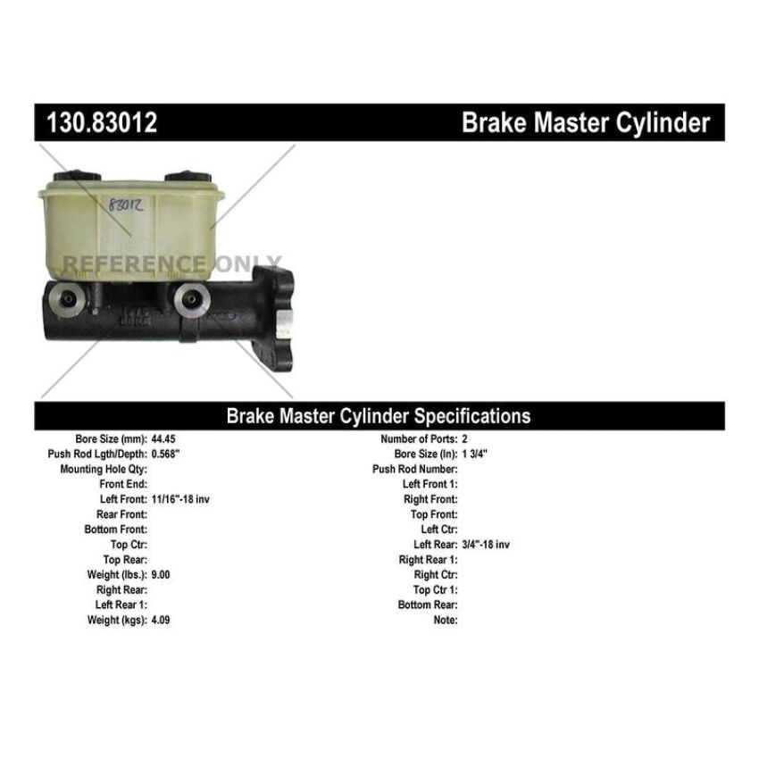 CENTRIC PARTS 130.83012 Centric Premium Brake Master Cylinder
