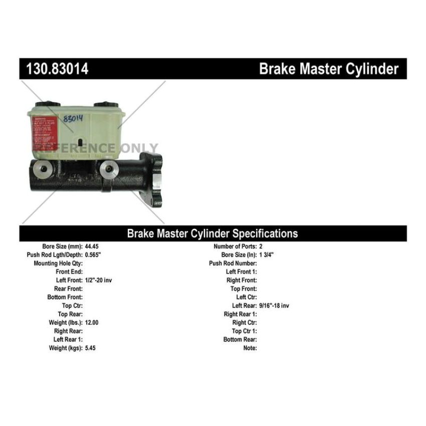 CENTRIC PARTS 130.83014 Centric Premium Brake Master Cylinder