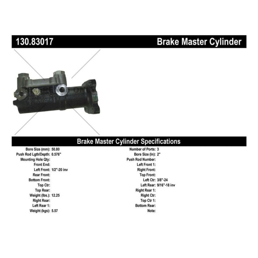 CENTRIC PARTS 130.83017 Centric Premium Brake Master Cylinder