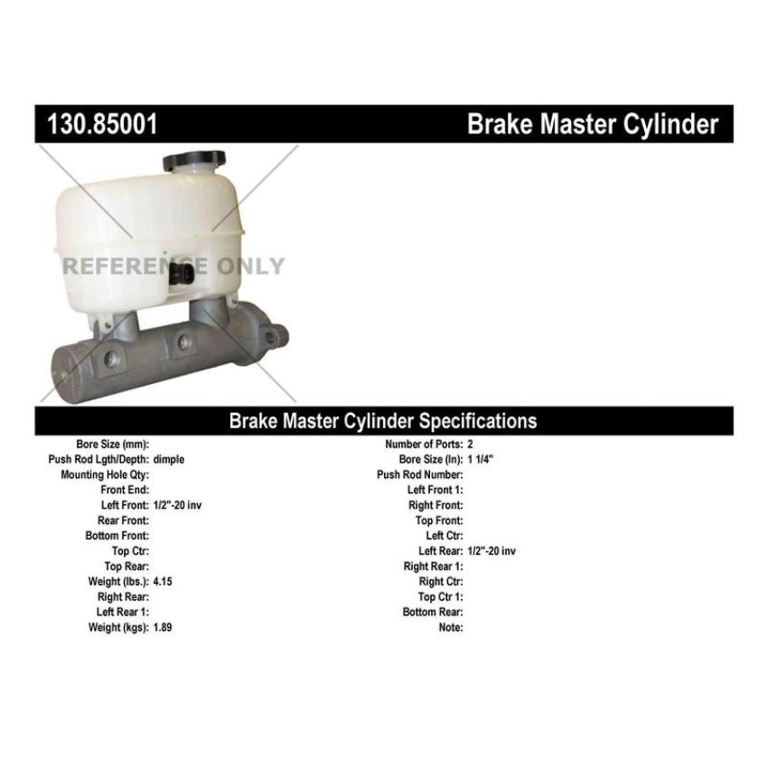 CENTRIC PARTS 130.85001 Centric Premium Brake Master Cylinder