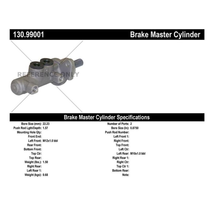 CENTRIC PARTS 130.99001 Centric Premium Brake Master Cylinder