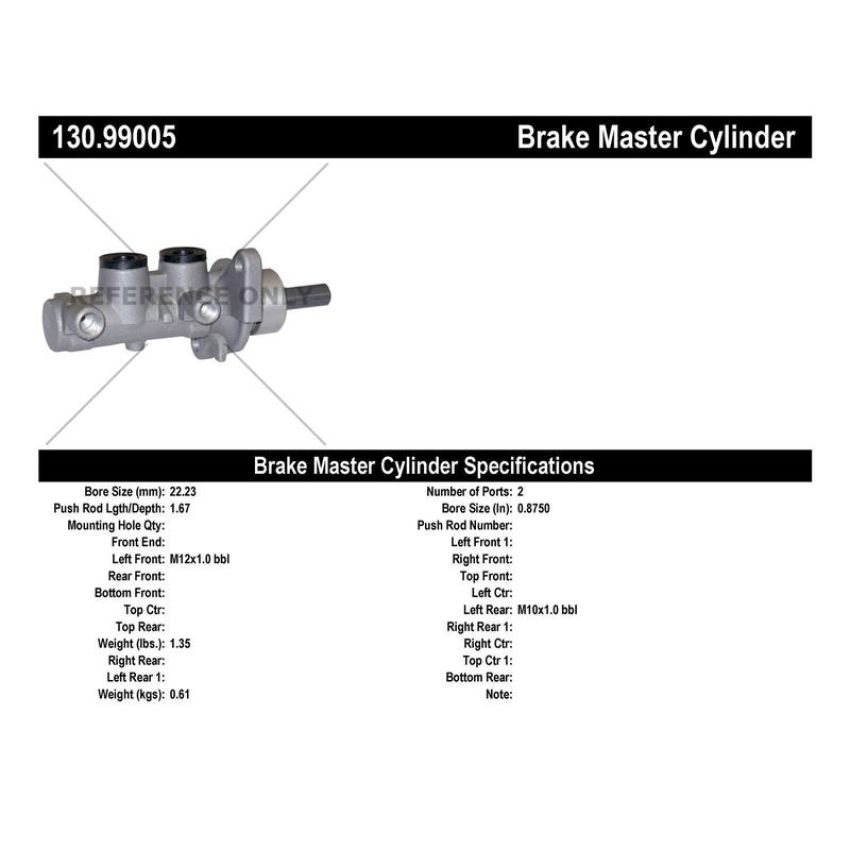 CENTRIC PARTS 130.99005 Centric Premium Brake Master Cylinder