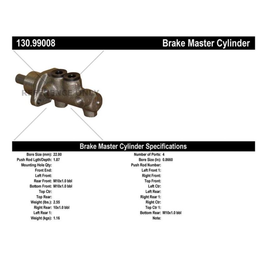 CENTRIC PARTS 130.99008 Centric Premium Brake Master Cylinder