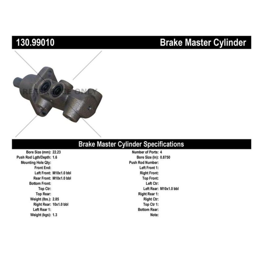CENTRIC PARTS 130.99010 Centric Premium Brake Master Cylinder