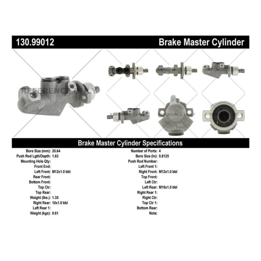 CENTRIC PARTS 130.99012 Centric Premium Brake Master Cylinder