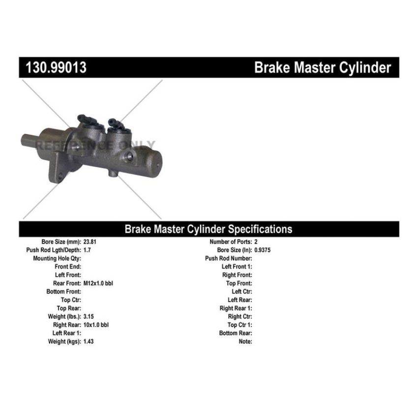 CENTRIC PARTS 130.99013 Centric Premium Brake Master Cylinder