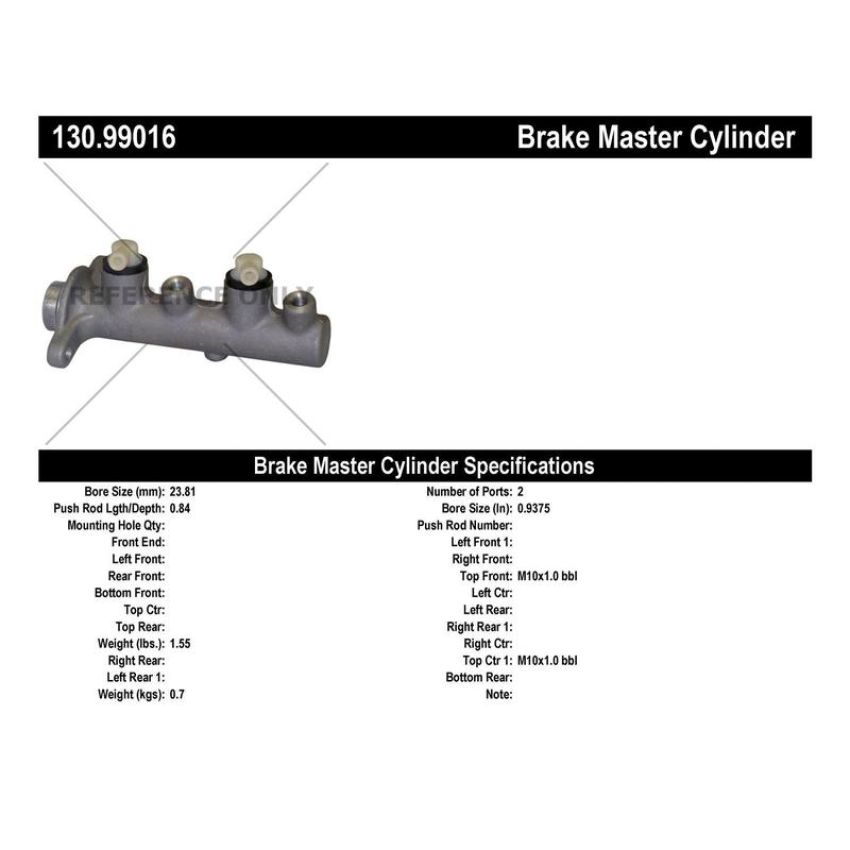 CENTRIC PARTS 130.99016 Centric Premium Brake Master Cylinder