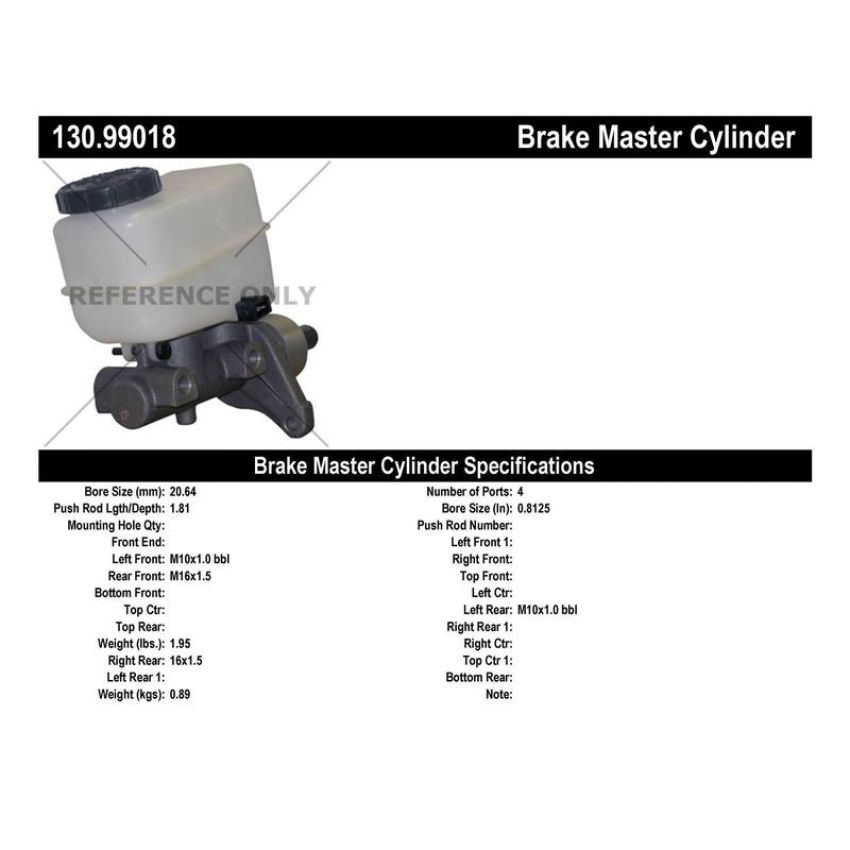 CENTRIC PARTS 130.99018 Centric Premium Brake Master Cylinder