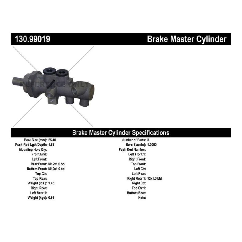 CENTRIC PARTS 130.99019 Centric Premium Brake Master Cylinder
