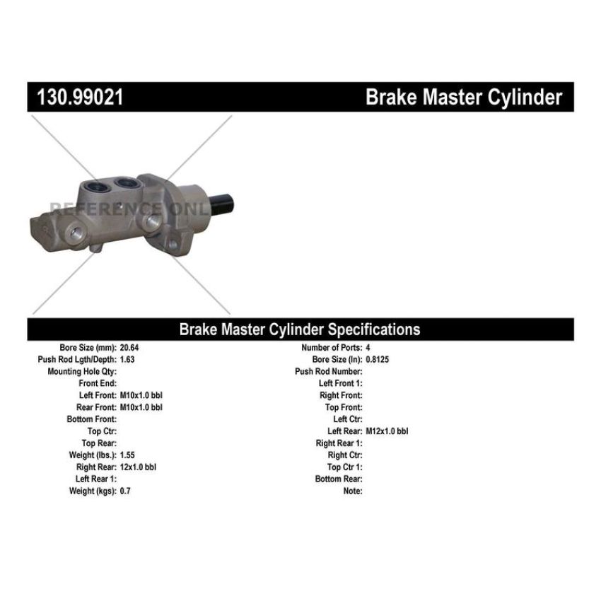 CENTRIC PARTS 130.99021 Centric Premium Brake Master Cylinder